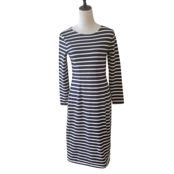 J. Crew Black & White Striped Cotton Midi Length Dress Size 6‎ - Picture 2 of 6